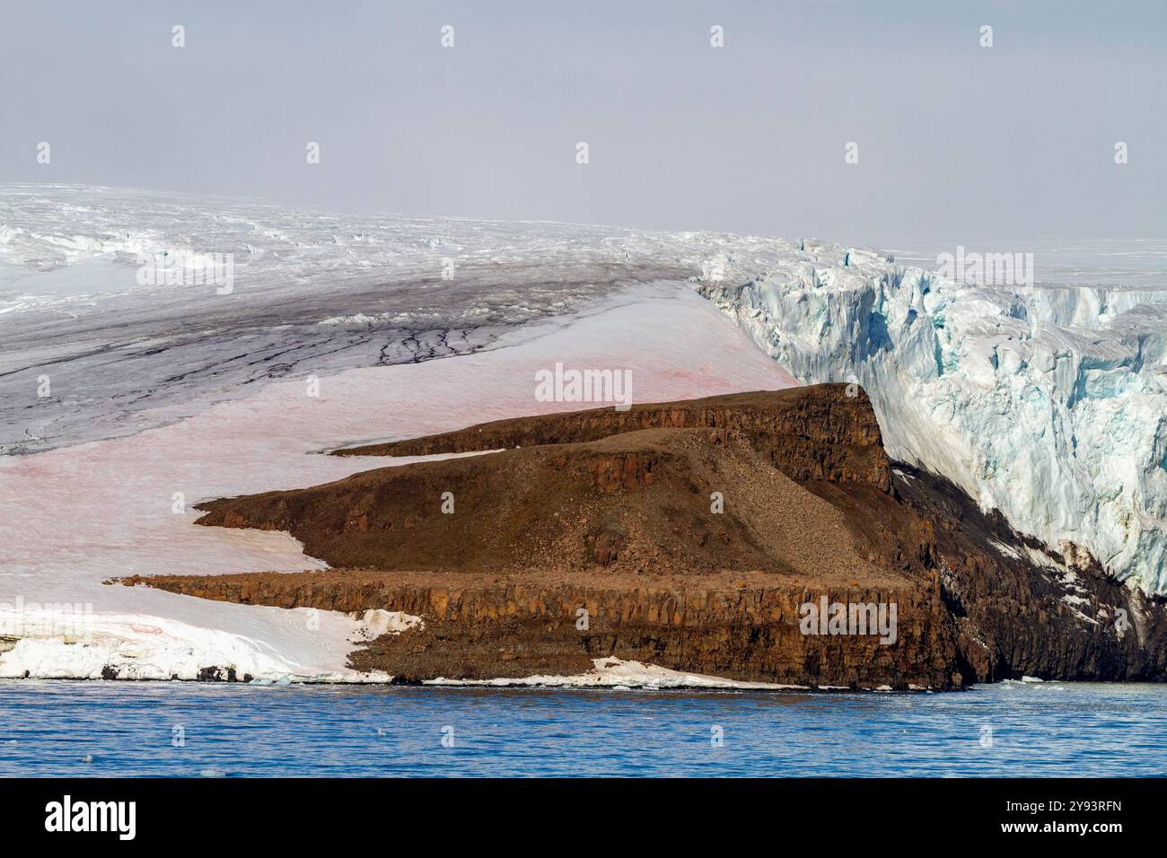 View of glacial ice on Alexander Island in Franz Josef Land, Russia, Arctic Ocean, Eurasia Stock Photo