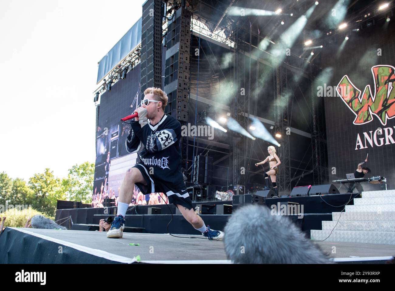 June 28, 2024: Sam Matlock performs with Wargasm at the Hellfest Open Air festival in Clisson, France Stock Photo