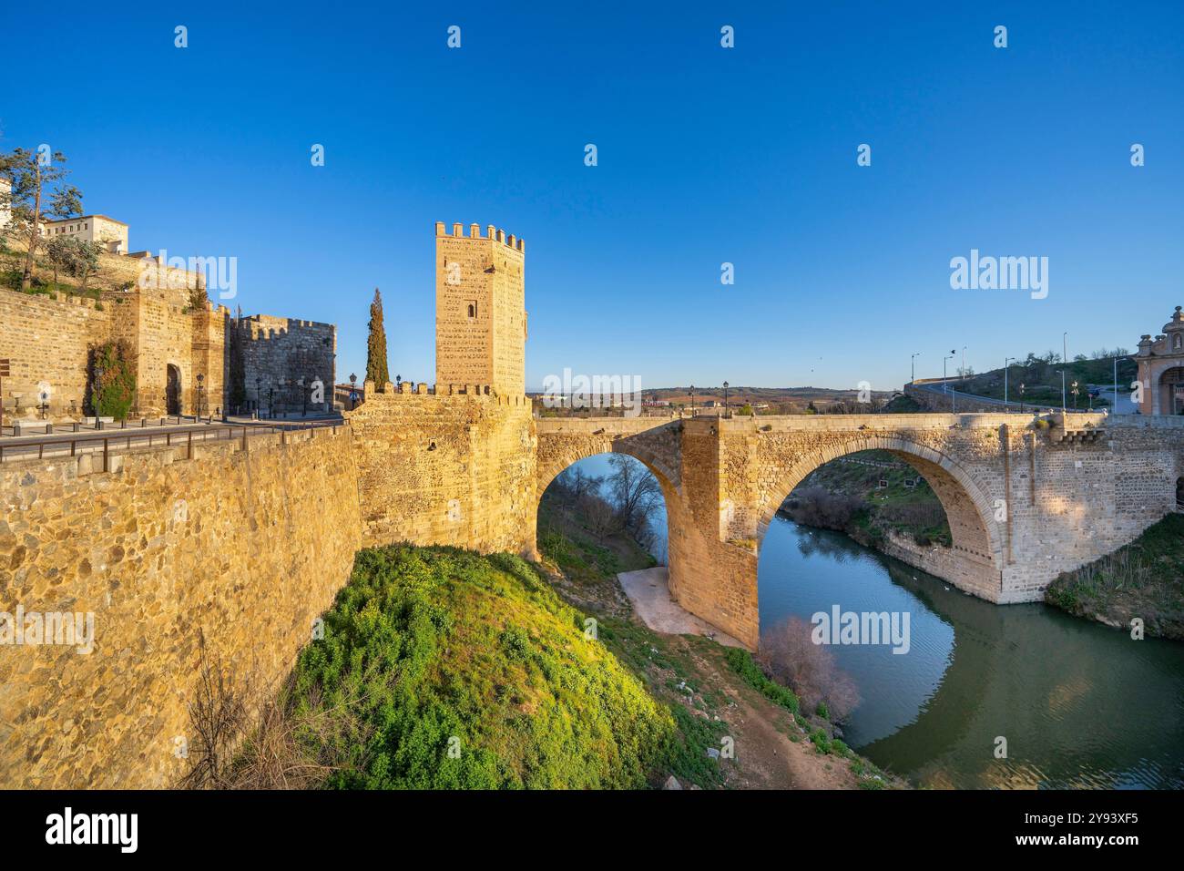 Alcantara Bridge, Toledo, Castile-La Mancha, Spain, Europe Stock Photo