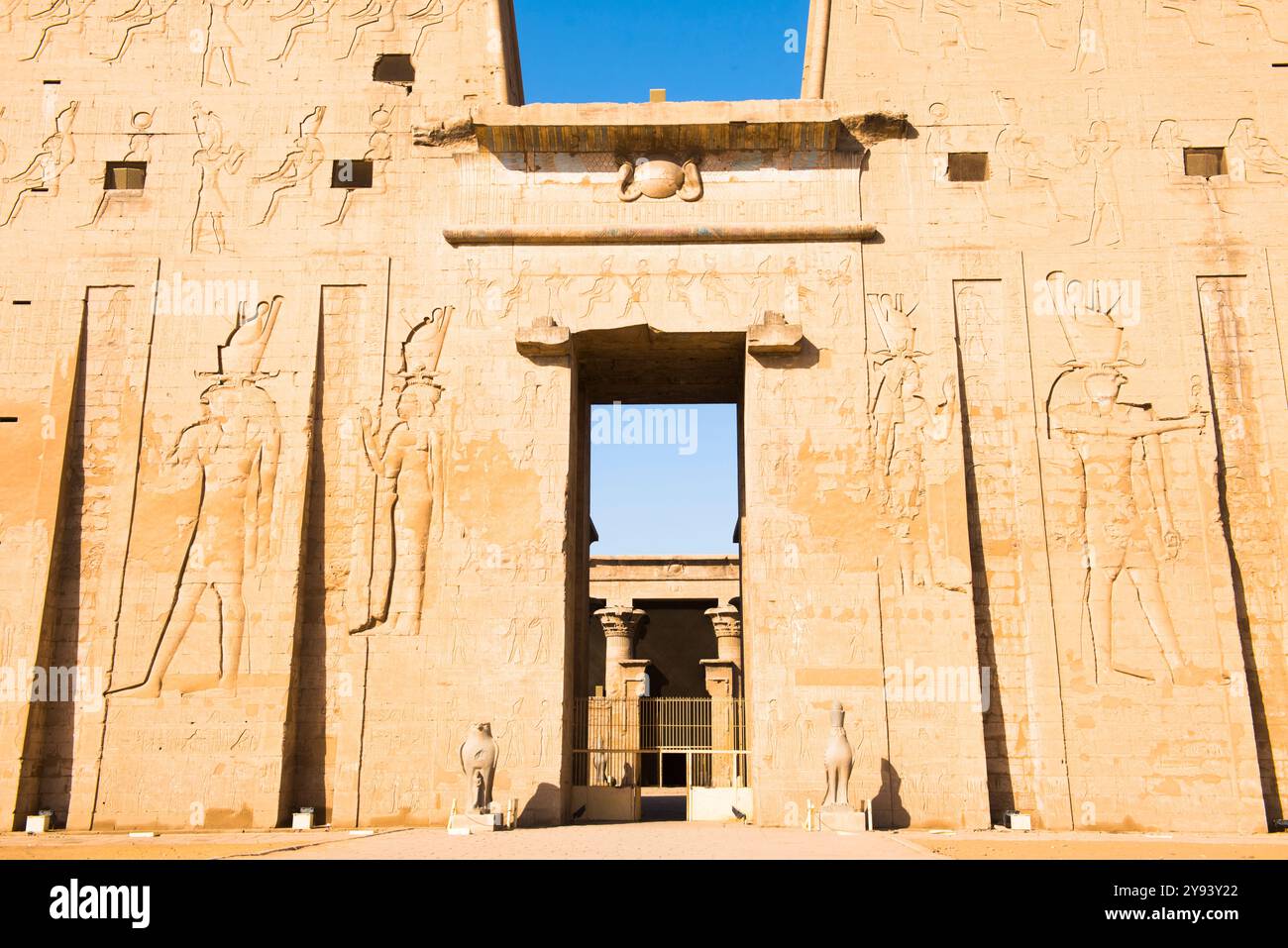 First pylon, Temple of Edfu, Egypt, North Africa, Africa Stock Photo