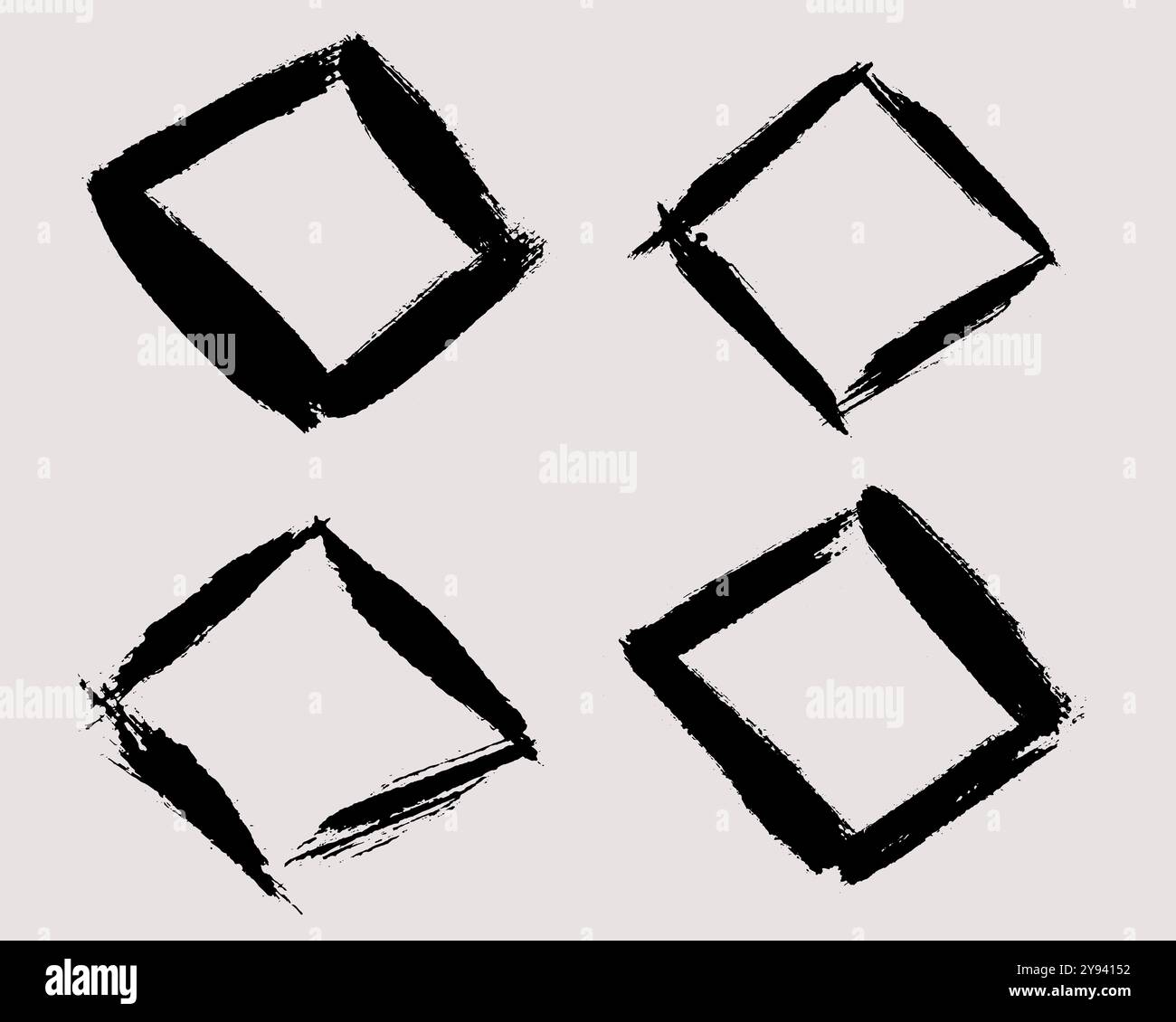 Brush strokes vector. Set of rhombus text boxes Stock Vector Image ...