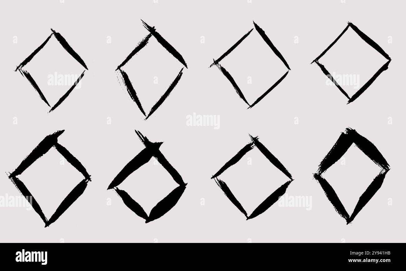 Brush strokes vector. Set of rhombus text boxes Stock Vector Image ...
