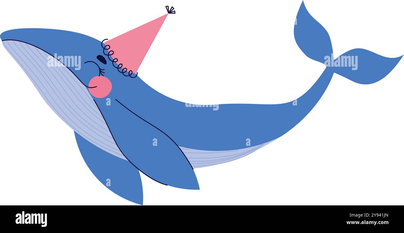 happy whale with party hat birthday Stock Vector Image & Art - Alamy