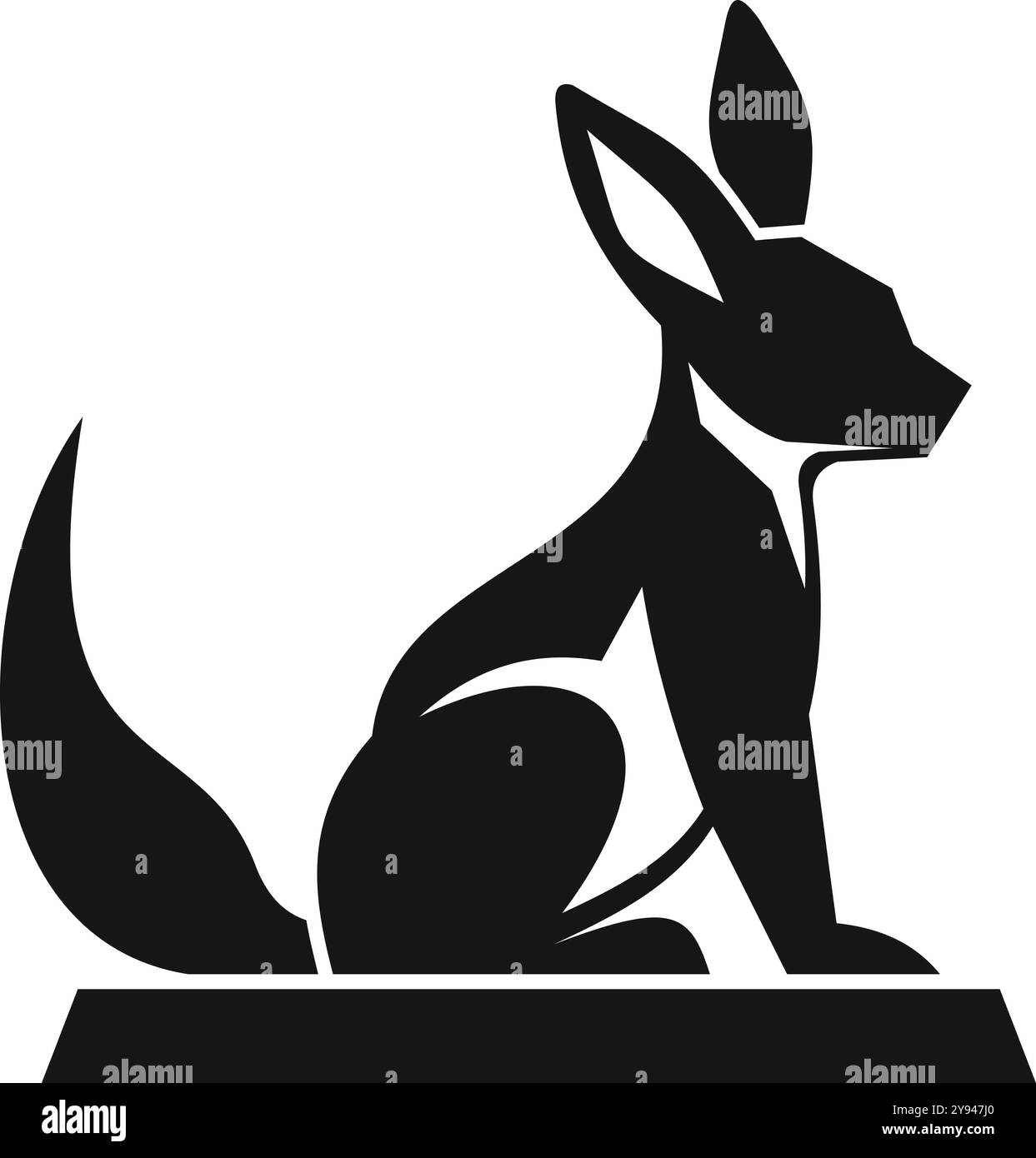 Fennec fox sitting side view logo silhouette icon Stock Vector Image