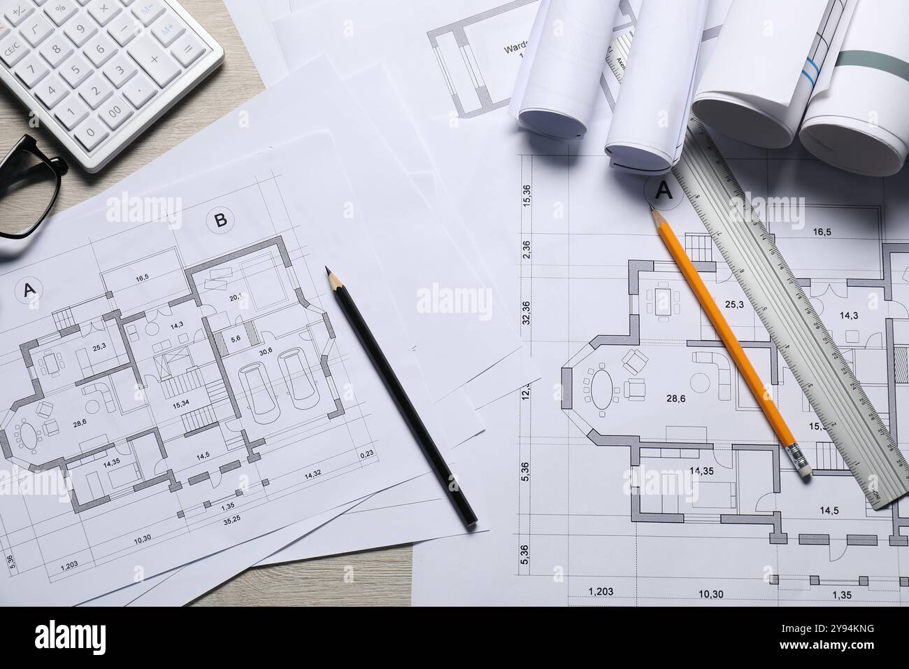Construction drawings different tools hi-res stock photography and ...