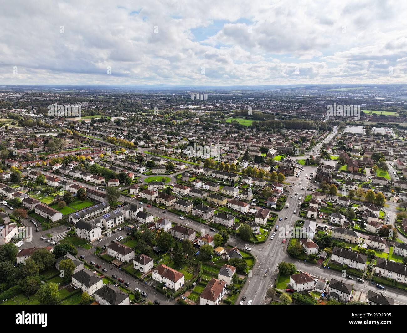 Riddrie Rocks Aerial drone view of Riddrie and East End Glasgow Stock Photo - Alamy