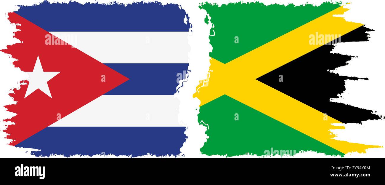 Jamaica and Cuba grunge flags connection, vector Stock Vector Image ...