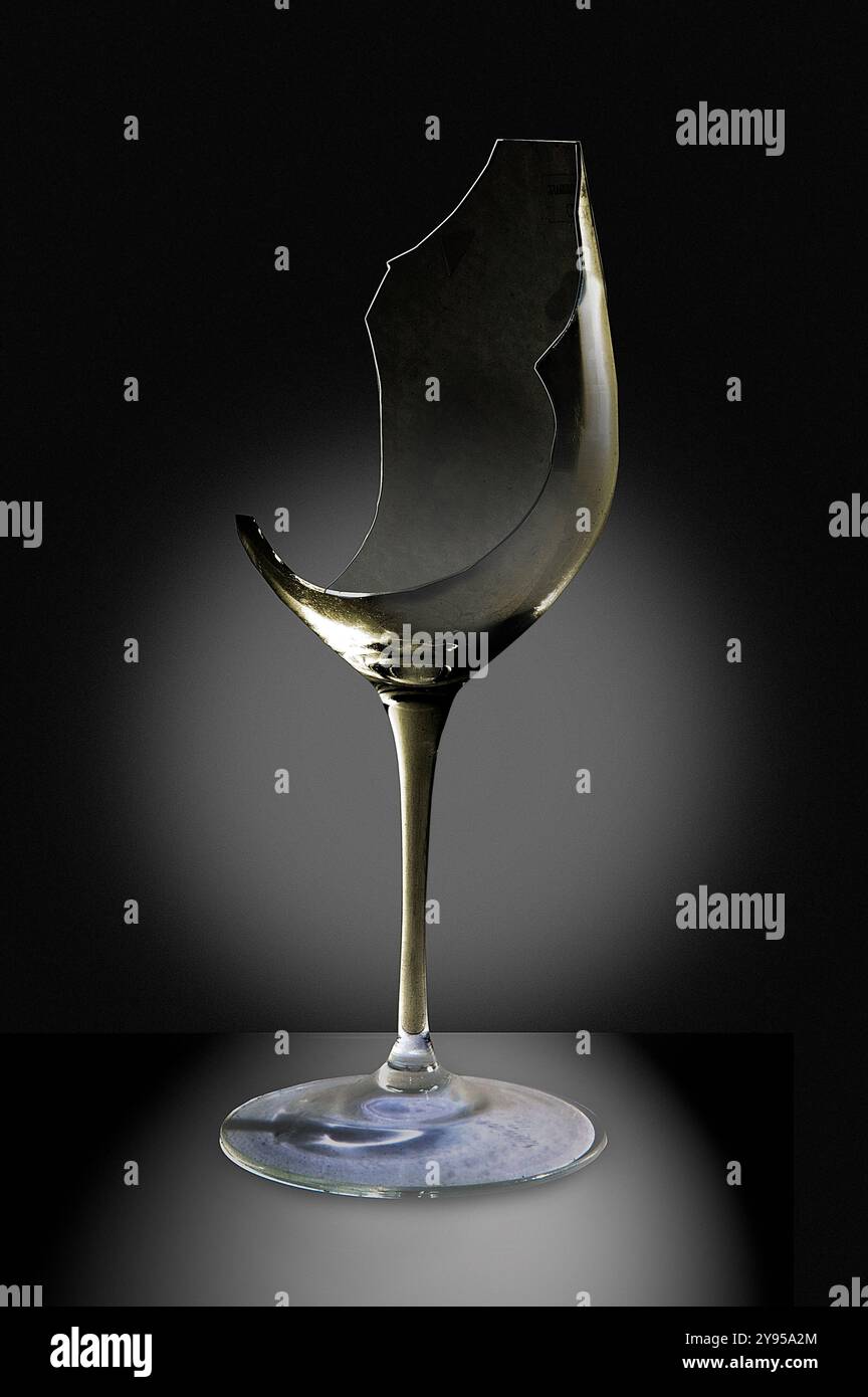 Broken Wine Glass Stock Photo