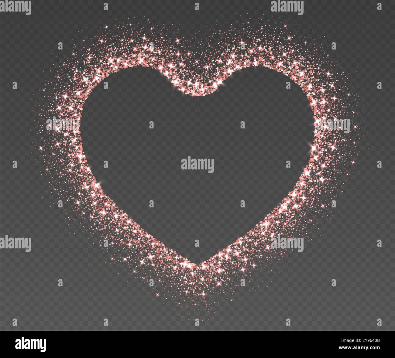 Heart glitter frame, rose gold sparkle border, shiny sequins texture ...