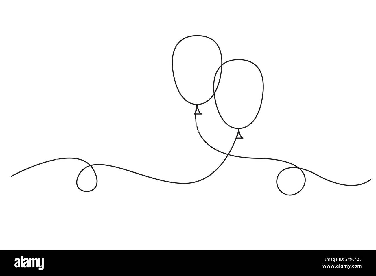Balloons icon. Continuous line drawing. Minimalist floating design ...