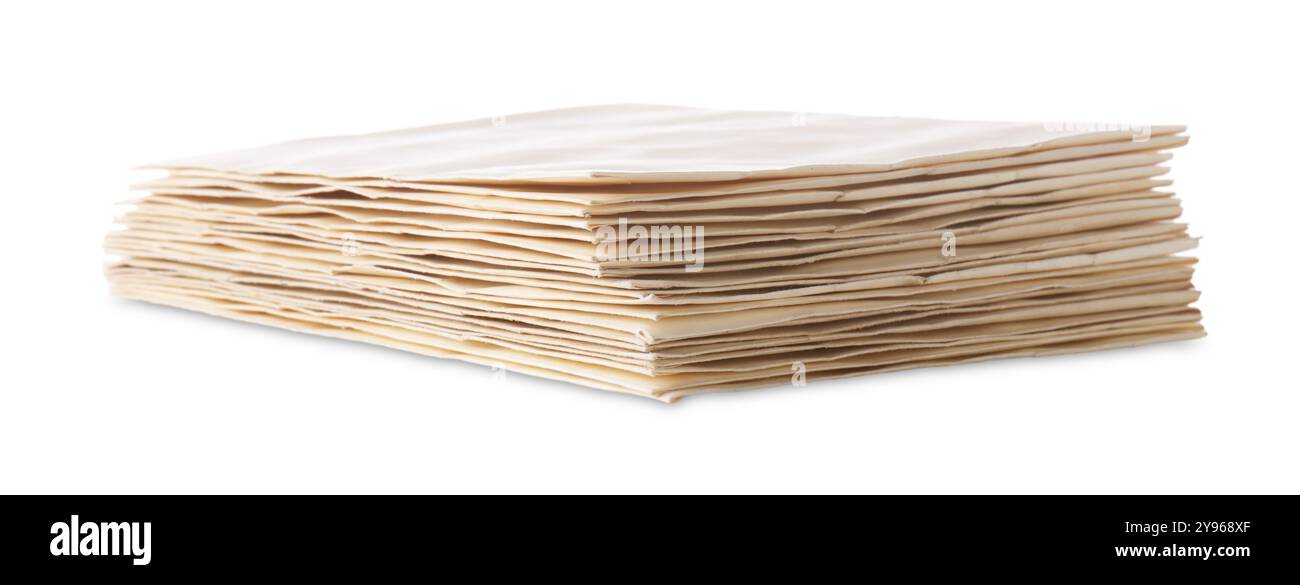 Stack of old letters isolated on white Stock Photo - Alamy