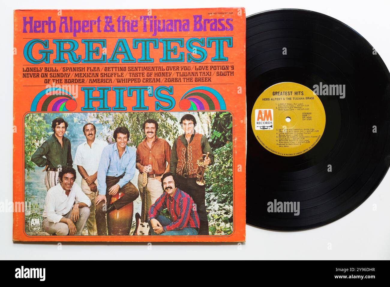 Herb Alpert & the Tijuana Brass Greatest Hits 33 1/3 rpm long play record album cover and vinyl recording. Stock Photo