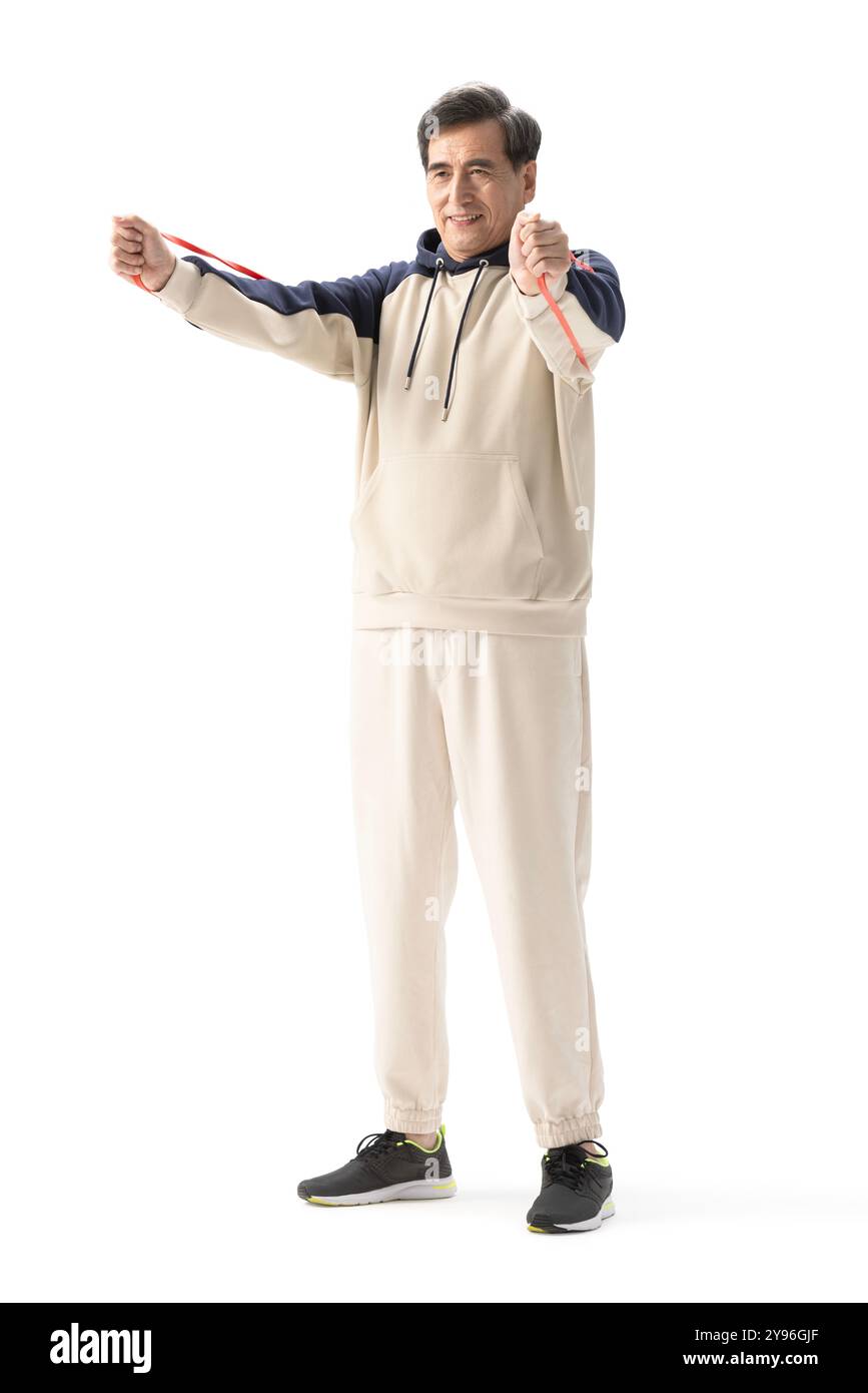 Happy man doing stretching hi-res stock photography and images - Alamy
