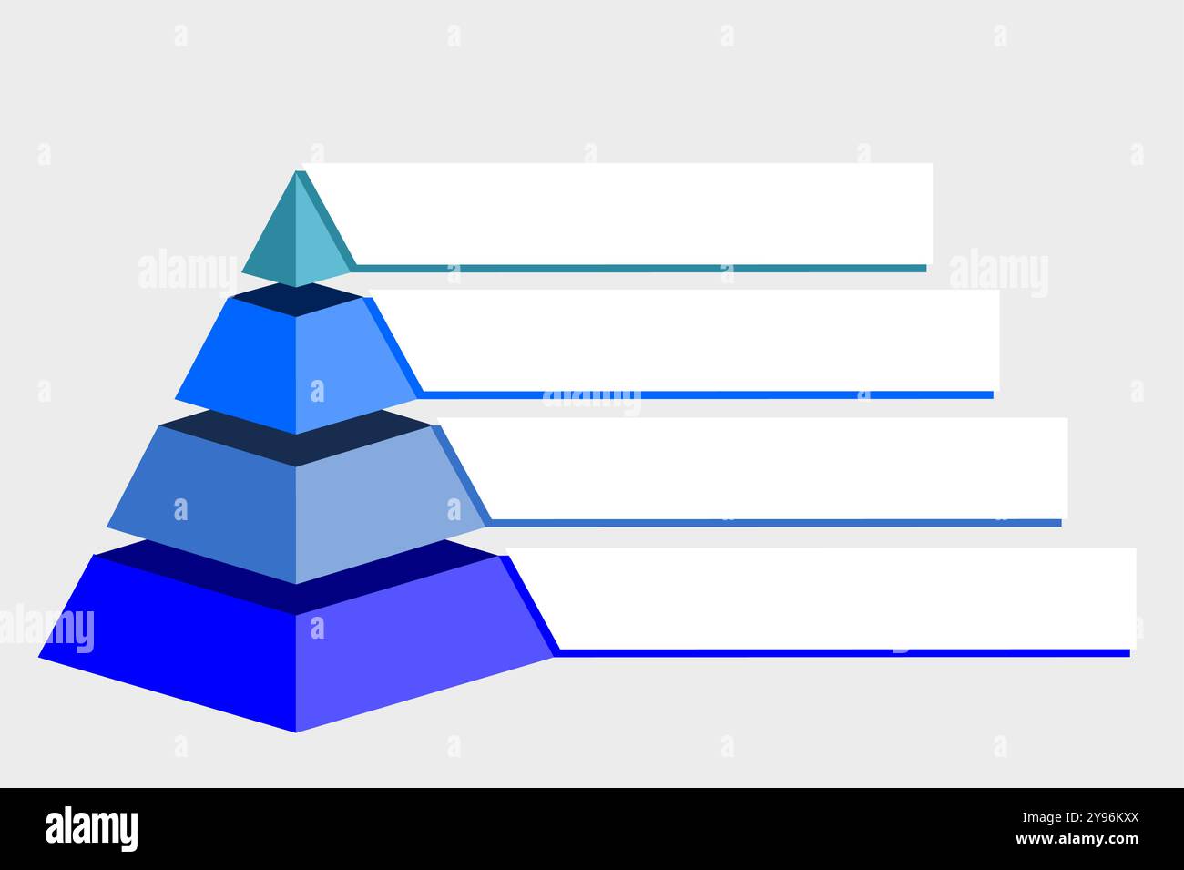 Infographic illustration of purple with blue and green triangle divided and cut and space for text, Pyramid shape four layers for presenting business Stock Vector