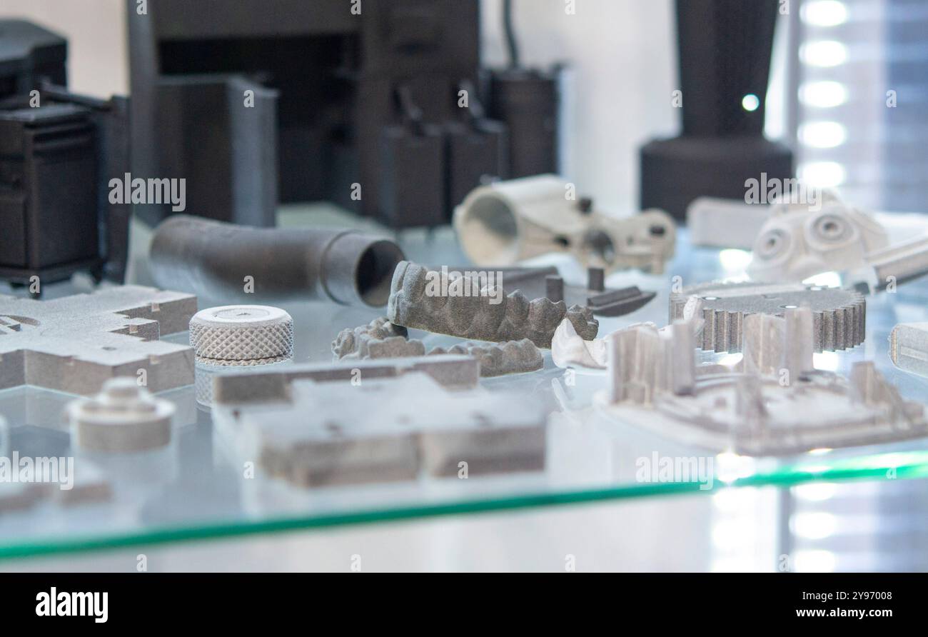 Different object printed on a 3D printer from molten plastic powder ...
