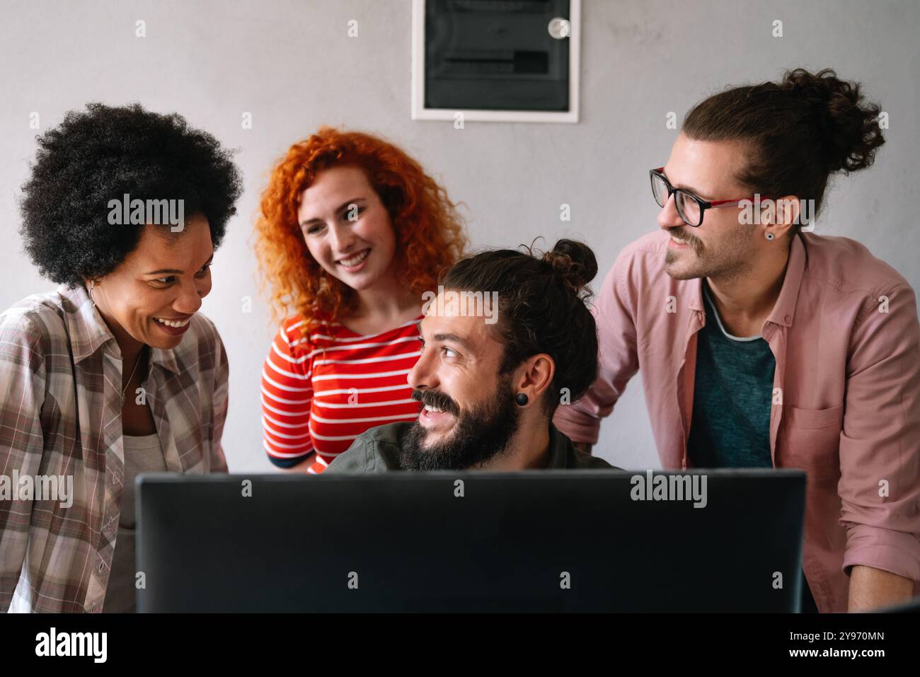 Software engineers working on project and programming in company. Startup business concept Stock Photo