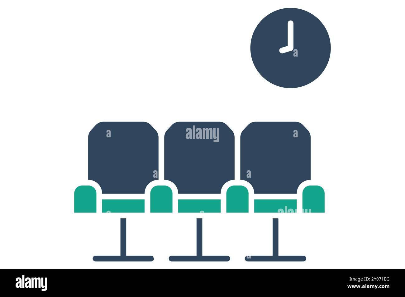 Lobby icon. solid icon style. chair with clock. icon related to reception. hotel elements vector illustration Stock Vector