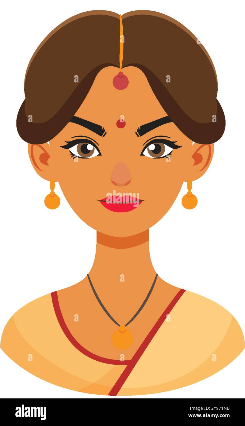 Illustration of an Indian woman in traditional attire Stock Vector ...