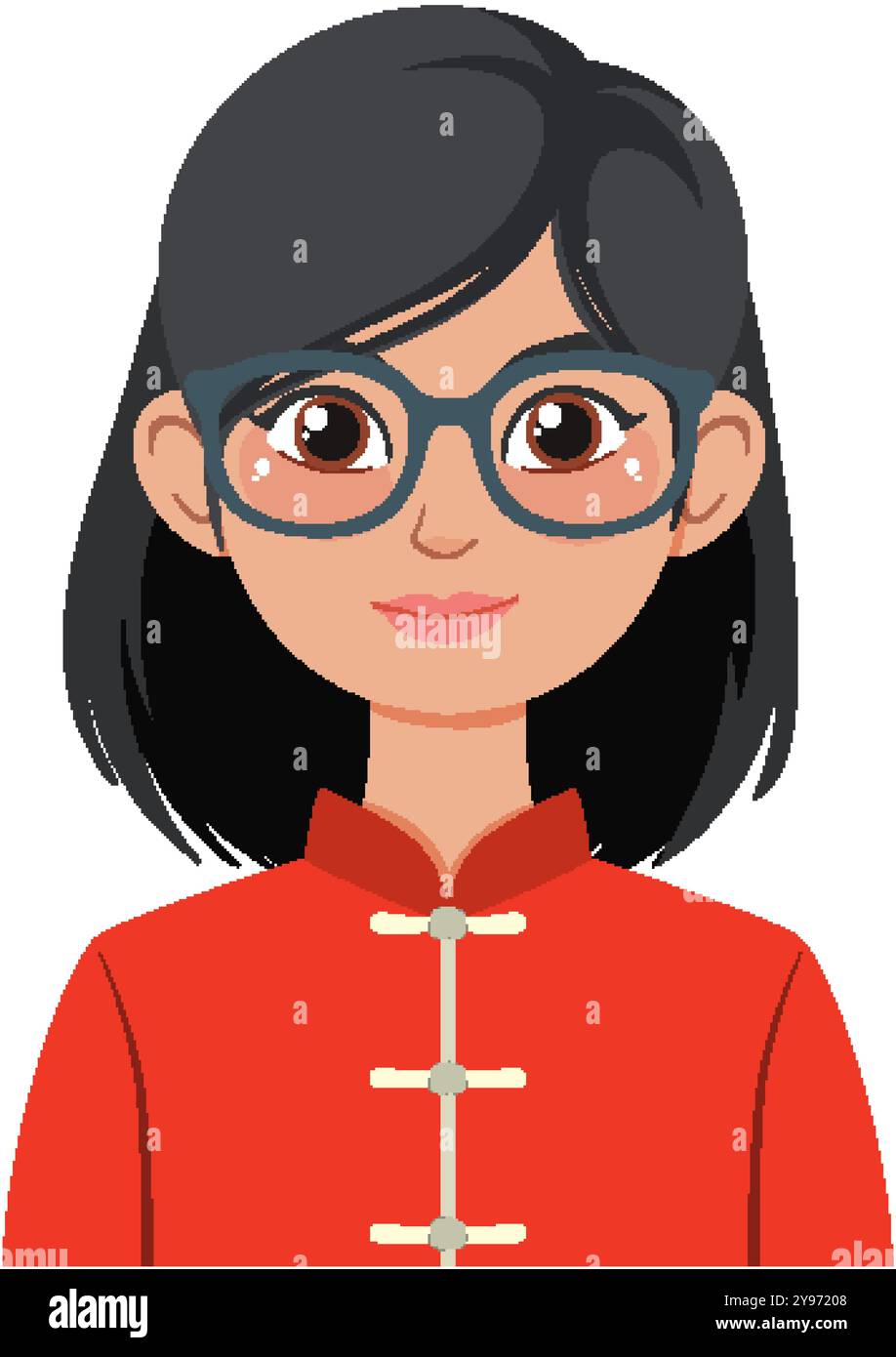 Woman wearing glasses and red traditional attire Stock Vector Image ...