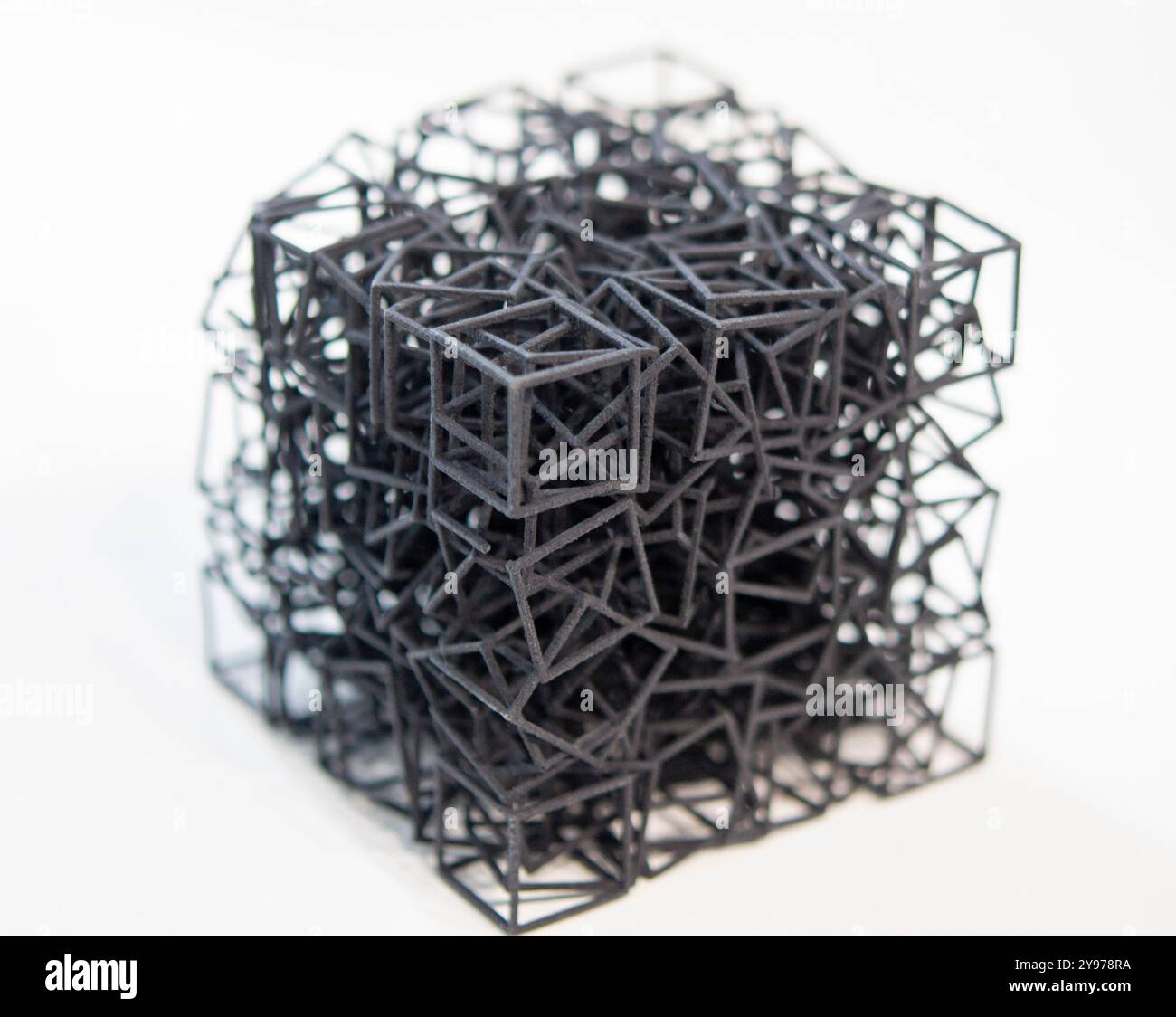 Object printed on 3D printer from molten plastic powder isolated on ...