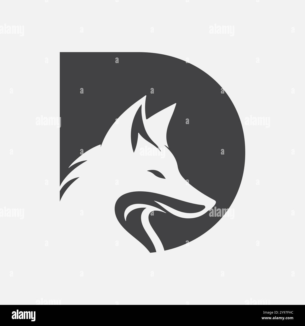 Fox logo on letter D vector template Stock Vector