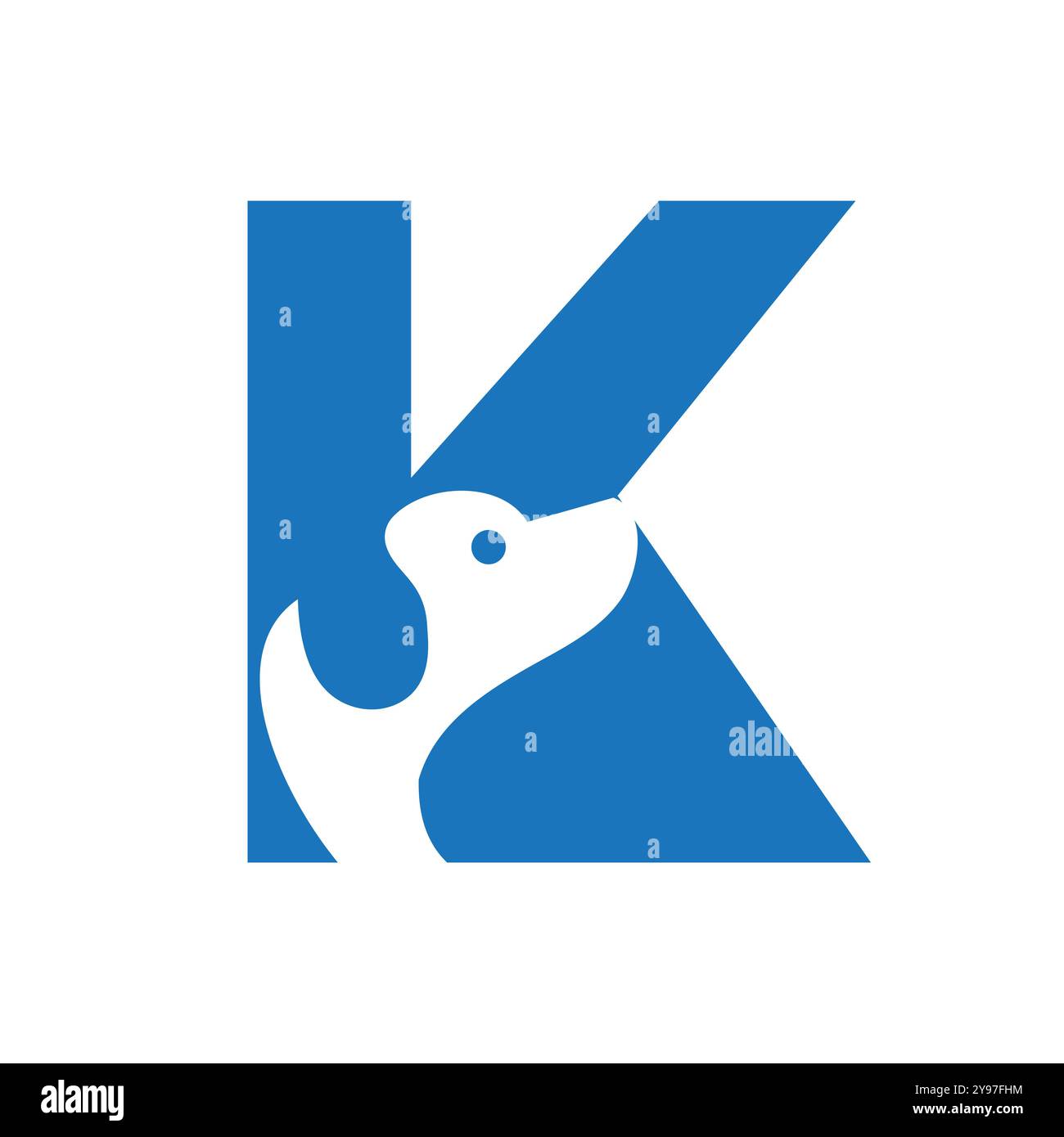 Pet logo on letter K vector template. Dog logotype Stock Vector