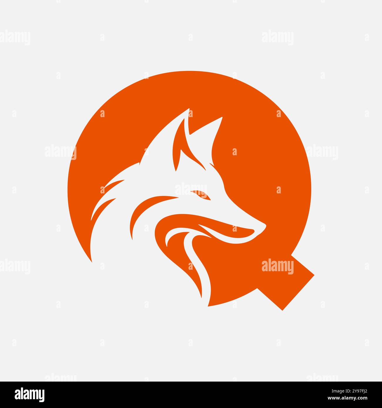 Fox logo on letter Q vector template Stock Vector
