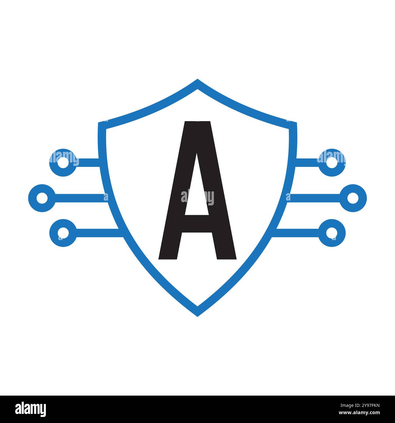 Technology On Letter A With Shield Symbol Vector Template Stock Vector