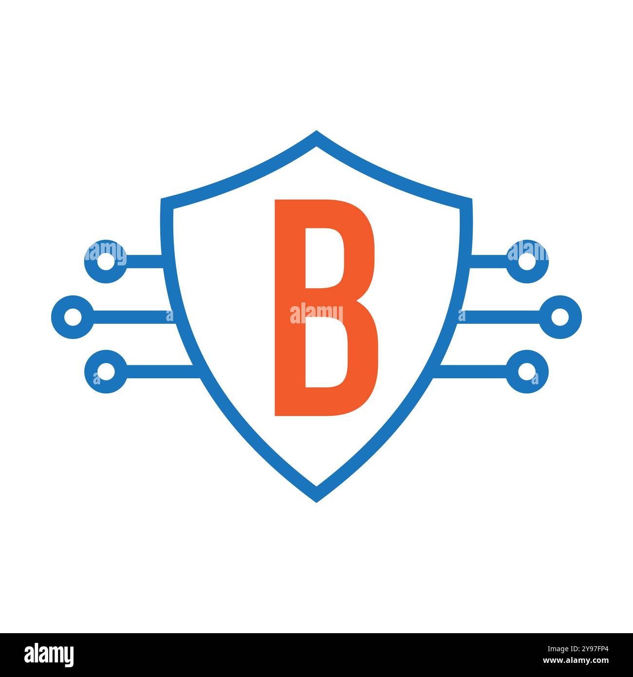 Technology On Letter B With Shield Symbol Vector Template Stock Vector ...