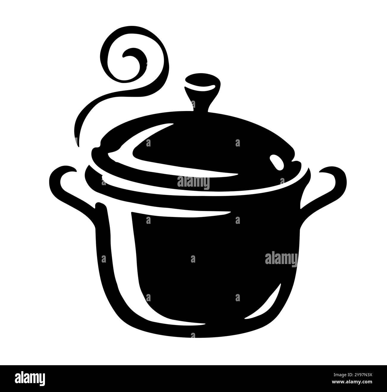 Cooking pot with lid icon. Kitchen saucepan and steam symbol. Hot food ...