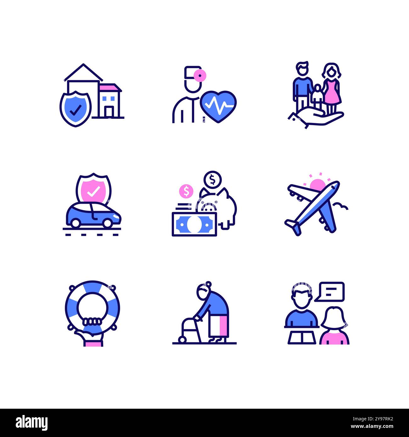 Insurance services - line design style icons set Stock Vector Image ...
