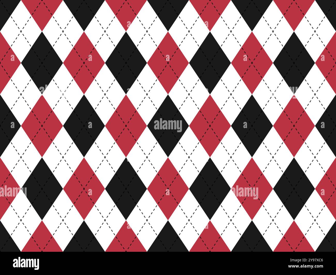 Argyle texture. Red black white argyle vector pattern. Seamless retro clothing print design. Argyle background. Stock Vector