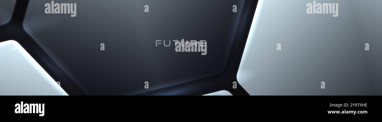 Futuristic modern wide vector background with black and grey random 3D ...