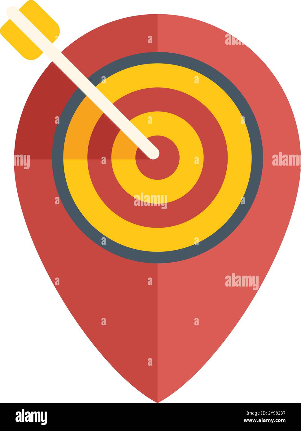 Location pin pointing the target with arrow in bullseye symbolizing ...