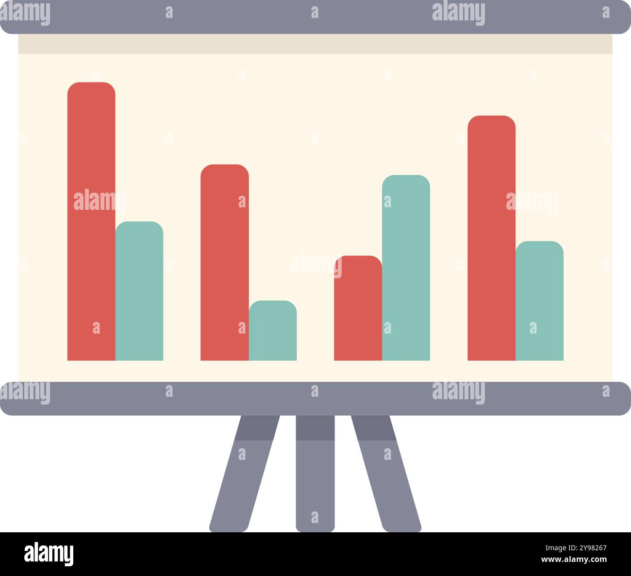 Flipchart is showing positive data represented by a growing bars graph ...