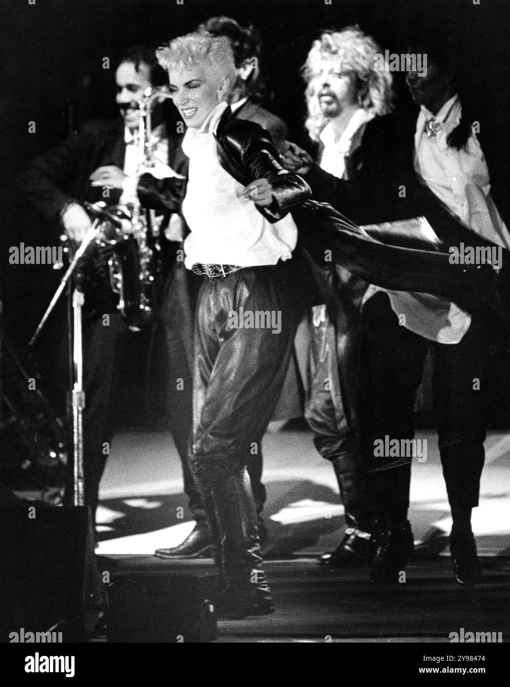 Eurythmics, music group Great Britain playing at Johanneshovs Isstadion, Hovet. Annie Lennox, singer UK and Dave Stewart, musician UK, in Stockholm, Sweden, October 3, 1986.Photo: Gunnar Bergkrantz/Aftonbladet/TT code 2723 Stock Photo