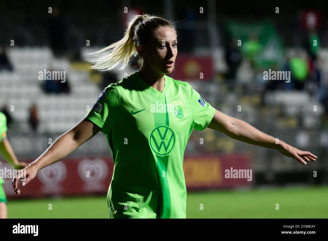 Rebecka Blomqvist of Wolfsburg gestures during the UEFA Women's ...
