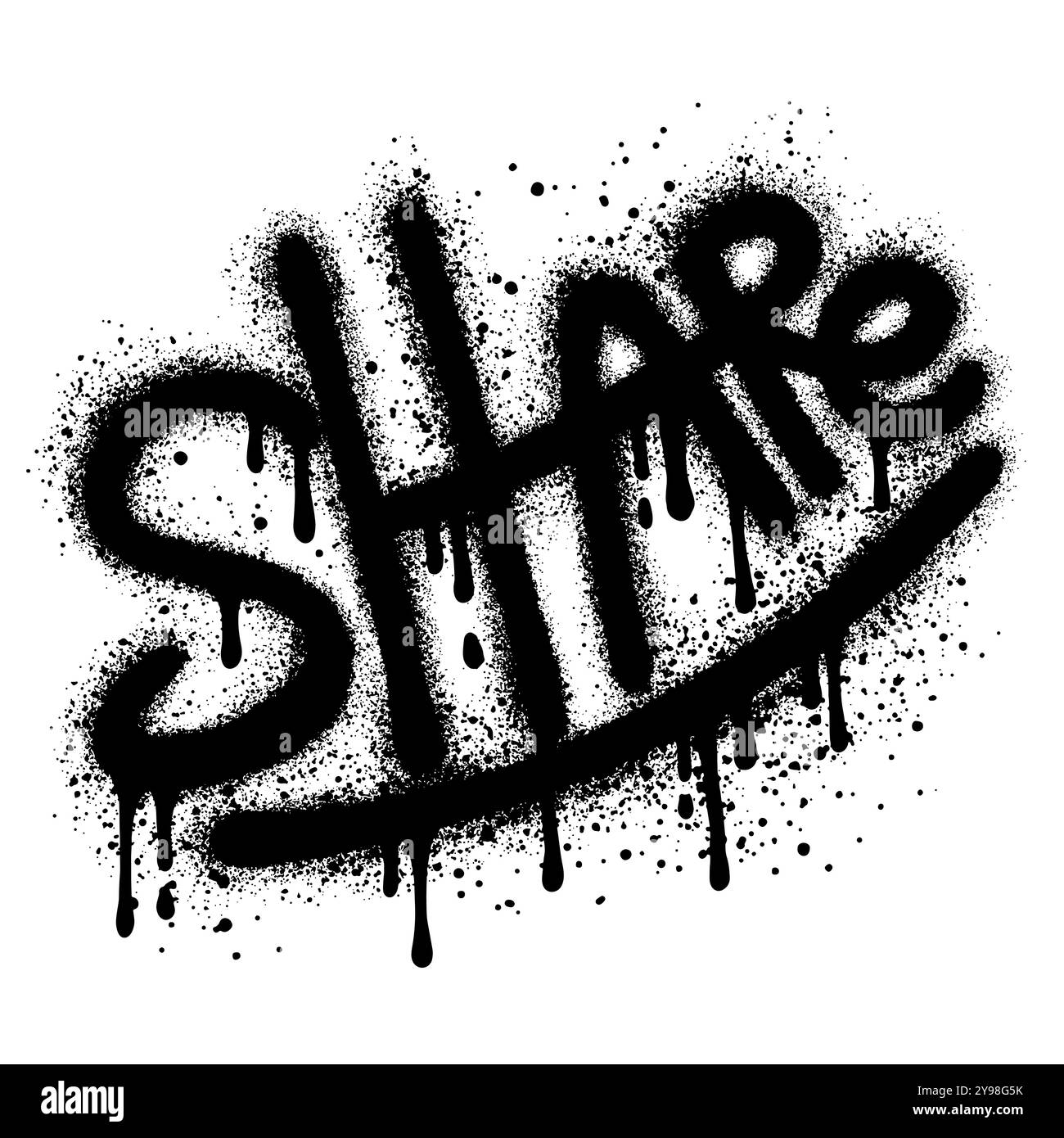 graffiti Share text sprayed in black over white. Stock Vector