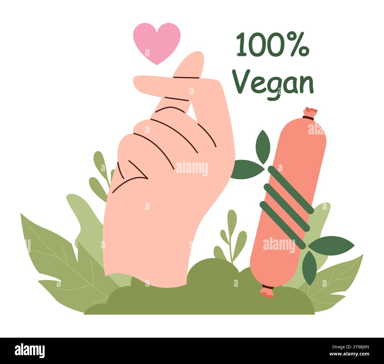 Healthy vegan diet. Character eating meat substitutes, meatless product ...
