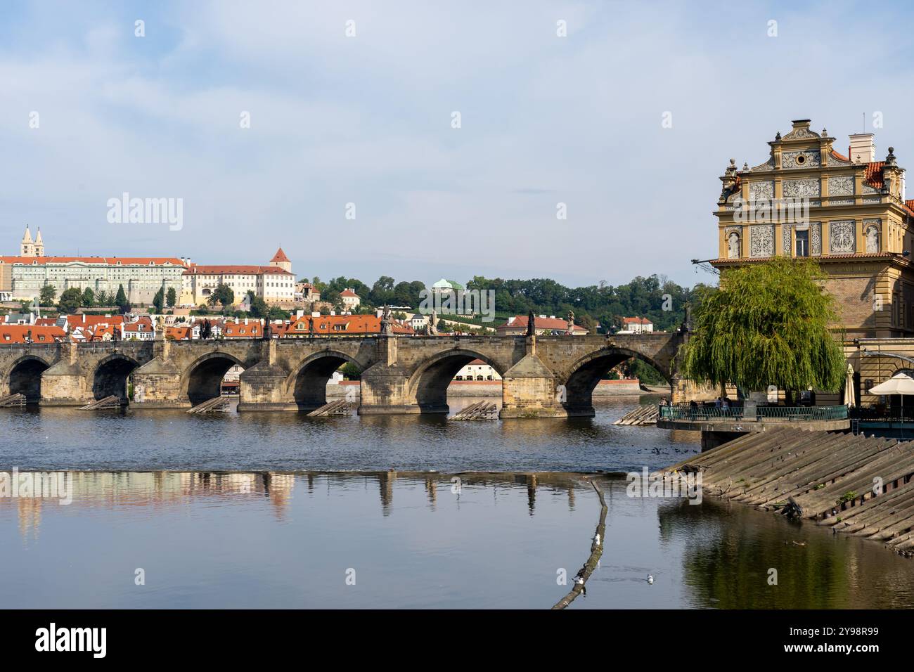 Charles Bridge on Vltava river in Prague, Czech Republic. Stock Photo
