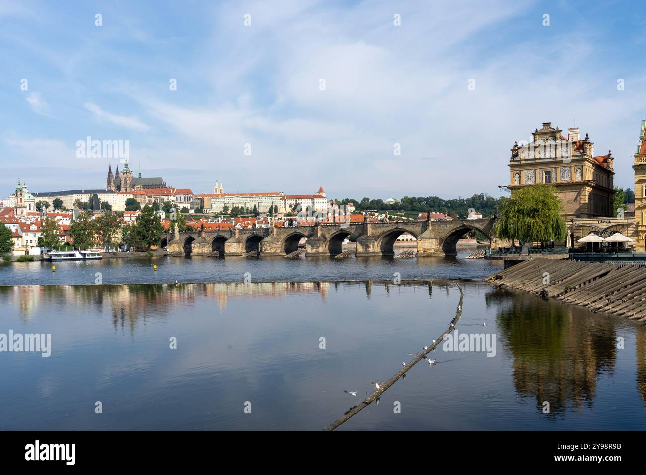 Charles Bridge on Vltava river in Prague, Czech Republic. Stock Photo