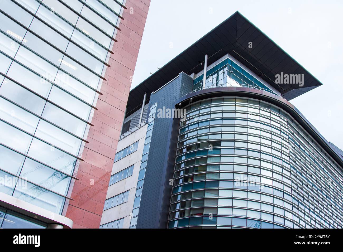 Futuristic architecture along the banks of the River Clyde, Glasgow, Scotland Stock Photo