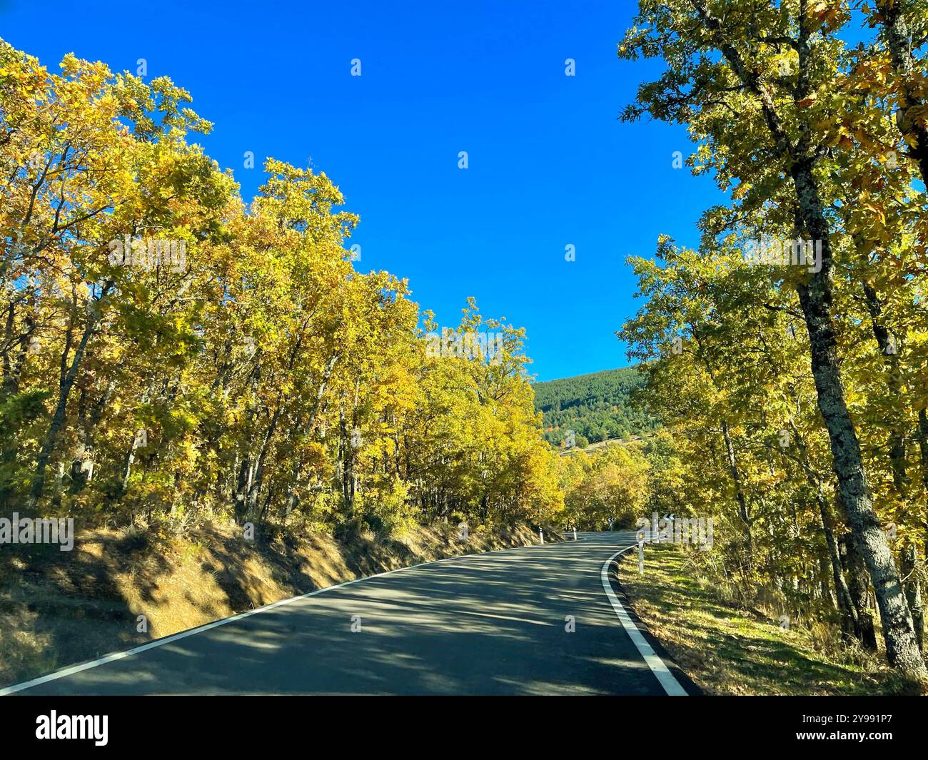 Road to La Hiruela, Pradena del Rincon, Madrid province, Spain. - Smartphone Captured Stock Image
