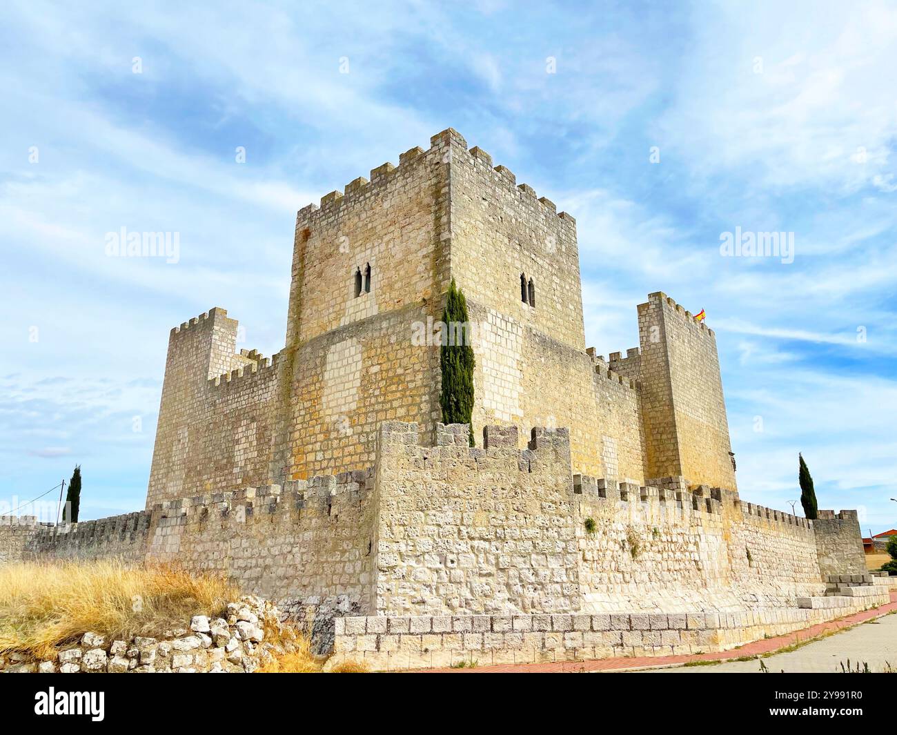 Medieval castle. Encinas de Esgueva, Valladolid province, Castilla Leon, Spain. - Smartphone Captured Stock Image