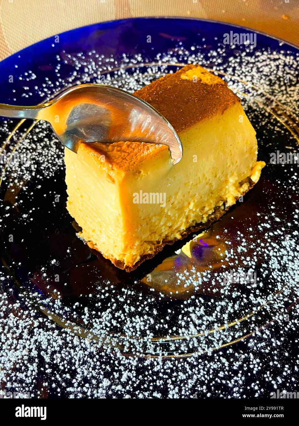 Eating cheese cake. Spain. - Smartphone Captured Stock Image