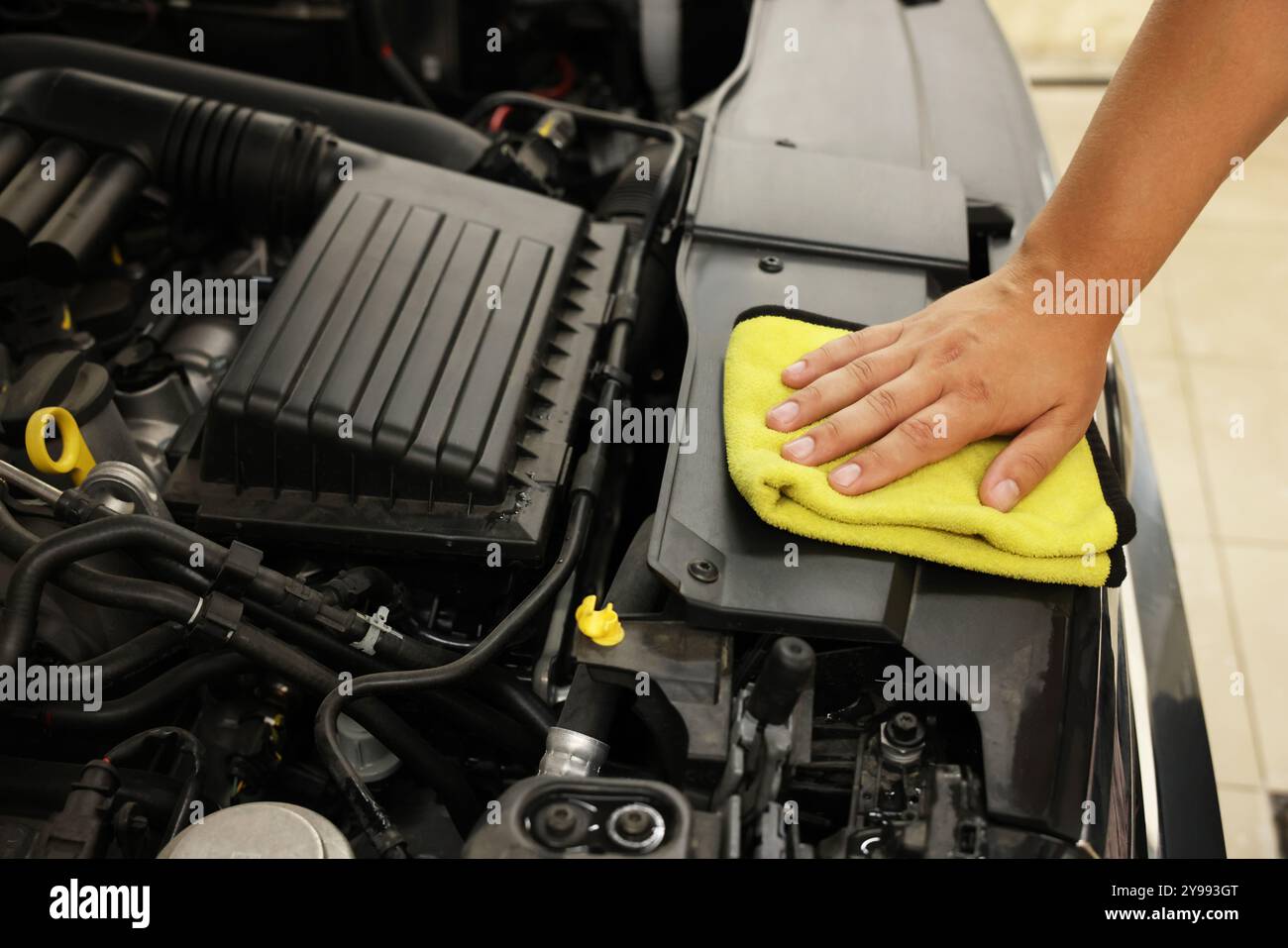 Car Engine Rag Man wiping auto engine hi-res stock photography and images - Alamy