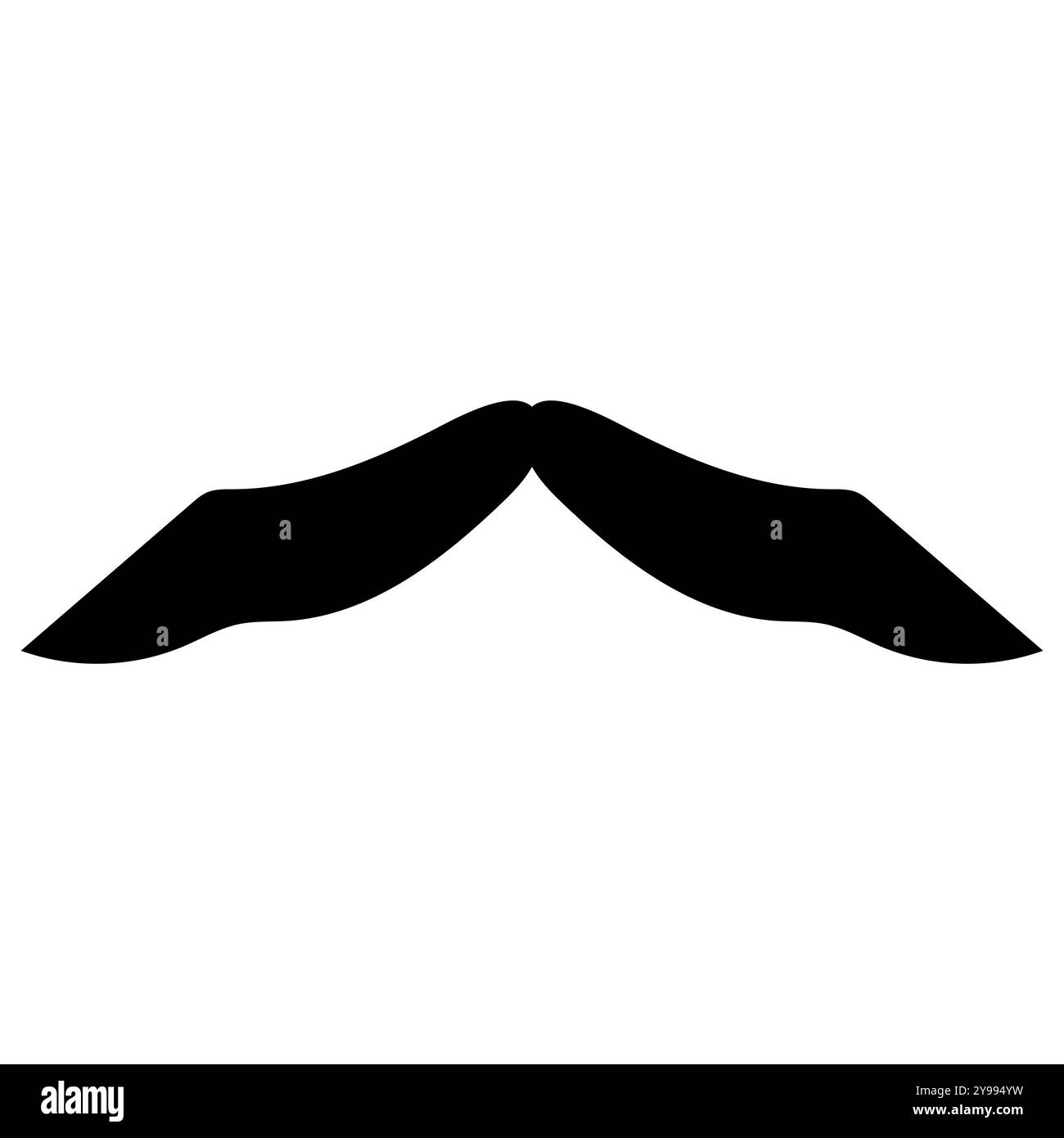 Mustache icon black and white mustache illustration, A simple black and white outline of a curled mustache. isolated on white backround Stock Vector