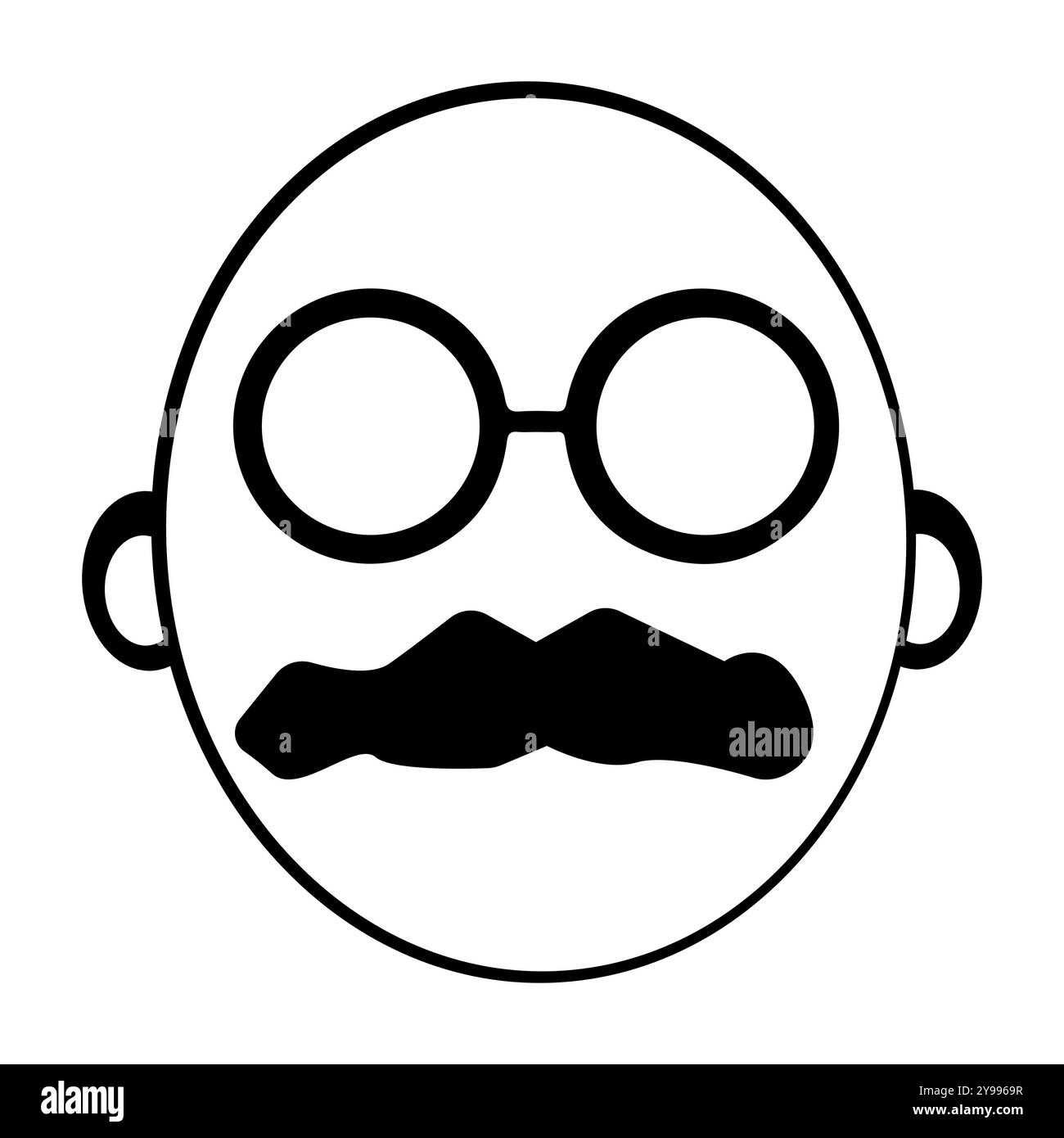 Mustachioed face icon illustration, Vintage mustache with sunglasses, Minimalist Icon of a Distinguished Mustache Gentleman. Eps 10 Stock Vector