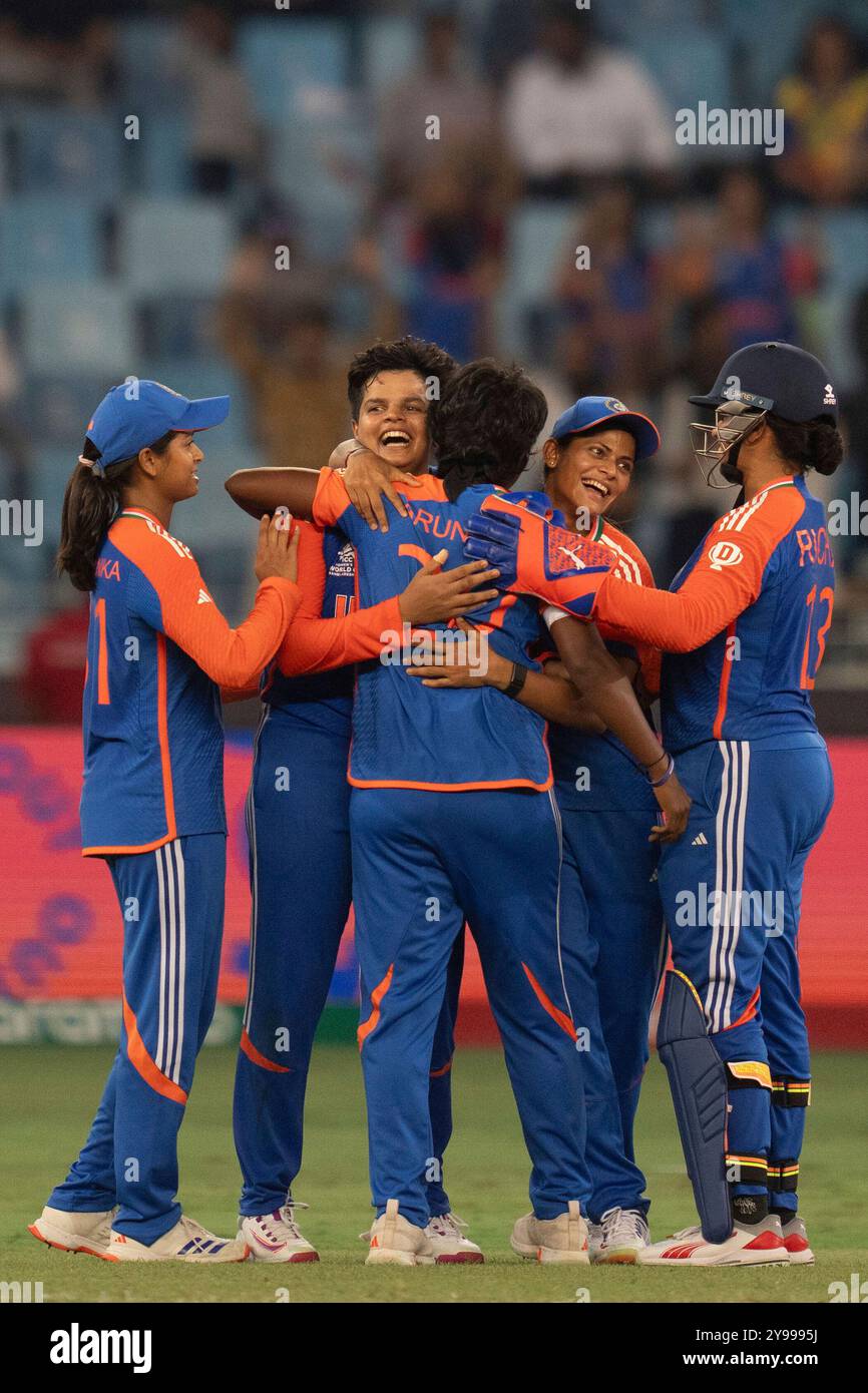 Indian players celebrates the wicket of Sri Lanka's Nilakshika Silva ...