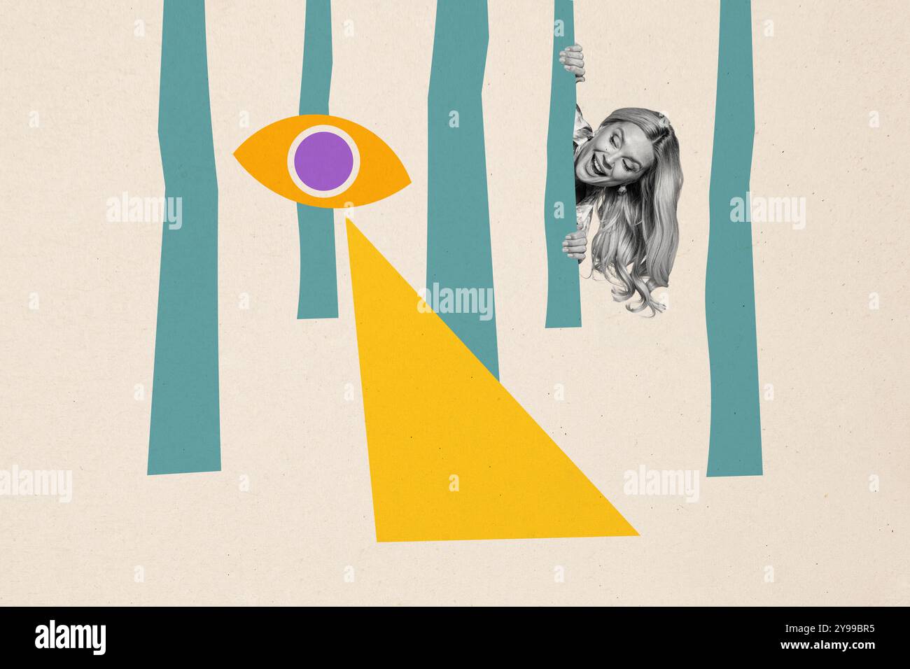 Composite artwork sketch image collage of draw painting eye spy ...